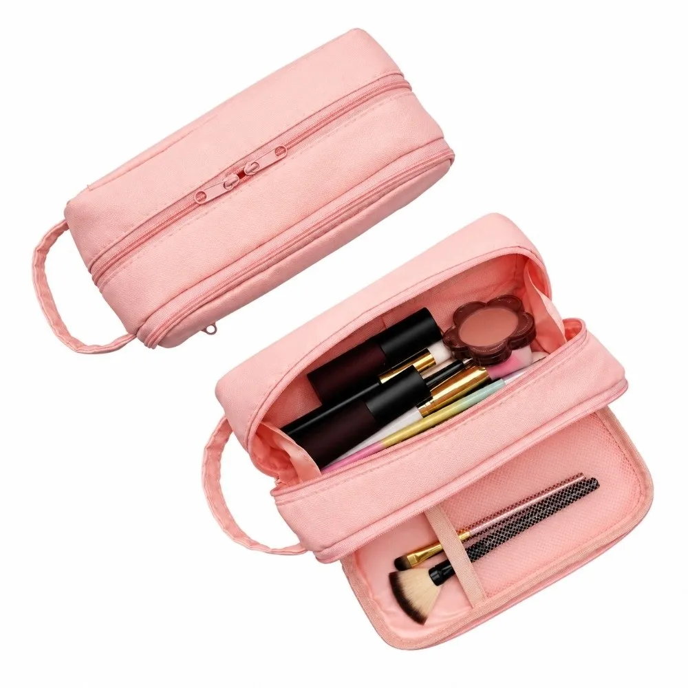 Large Capacity Travel Makeup Bag With Handle Waterproof Cosmetic Organizer Bag Lightweight Makeup Brush Storage Bag Women