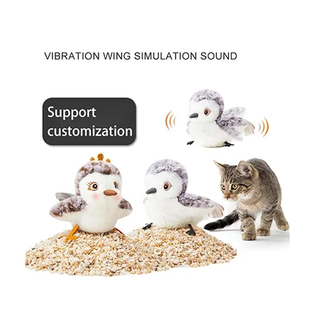 

Wholesale Rechargeable Flapping Bird Toy for Cats and Dogs Funny Interactive Plush Pet Toy with Birdcall Made of Feather Metal