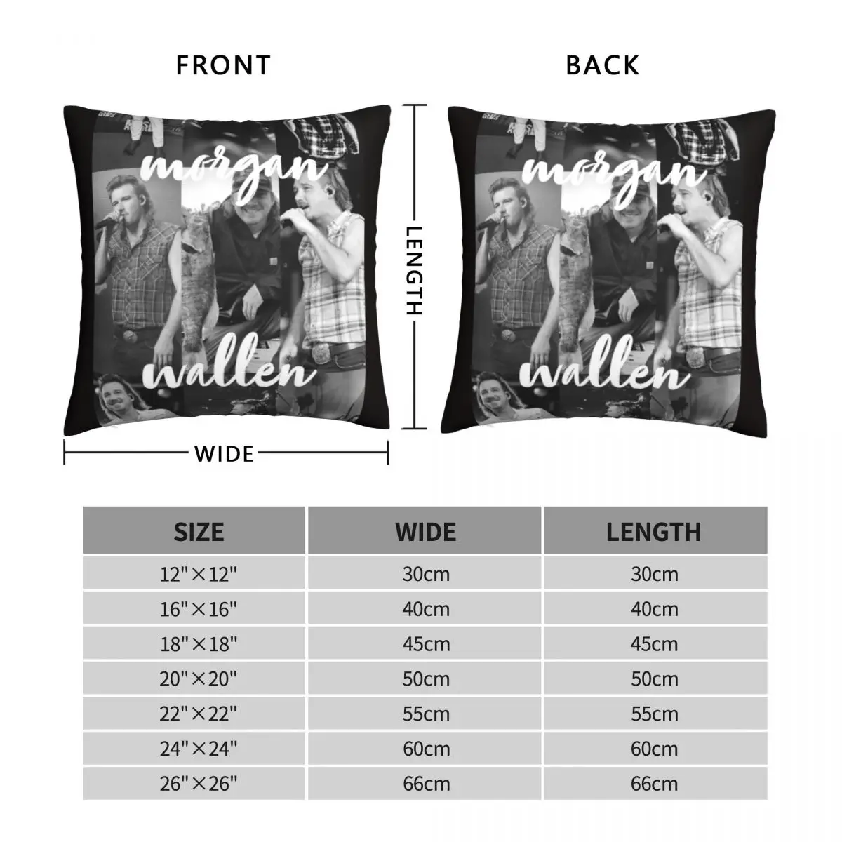 Morgan Wallen Square Pillowcase Polyester Linen Velvet Pattern Zip Decorative Pillow Case Car Cushion Cover