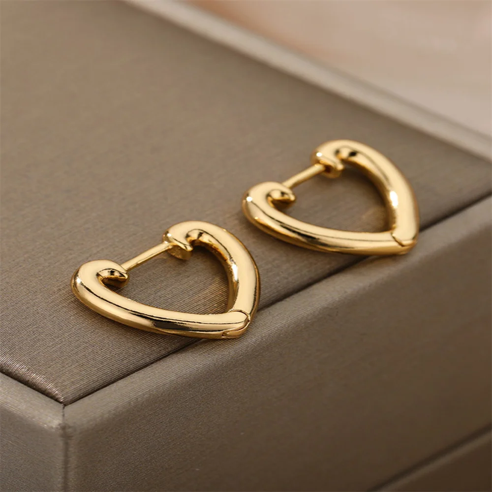رائعة الزركون القلب ستار دائرة الأذن ثقب الأقراط للنساء الفولاذ المقاوم للصدأ مكعب هوب القرط مجوهرات الأزياء هدية حفلة