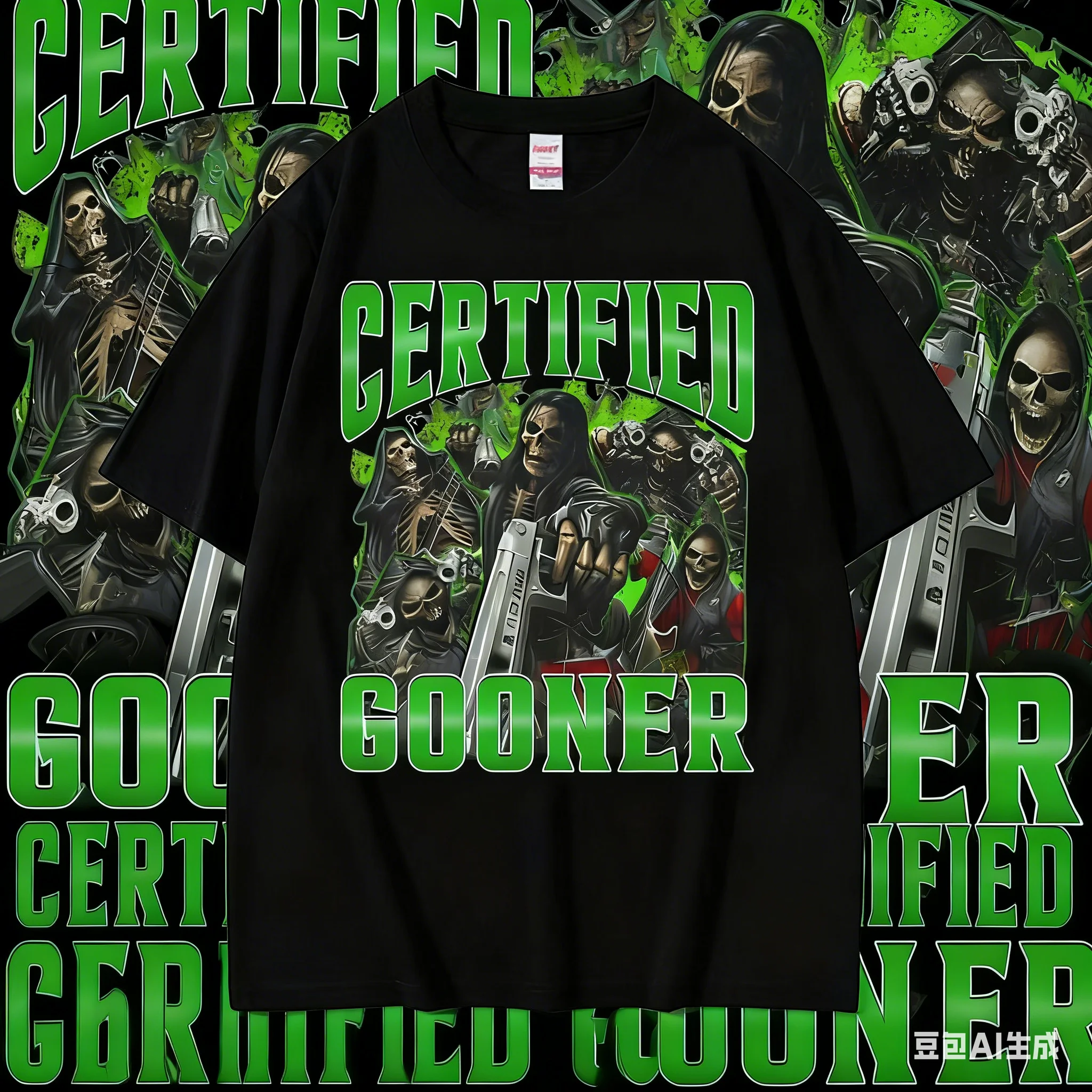 

2025-26 Summer Fun Skull Meme 100% Pure Cotton Printed Pattern T-shirt Outdoor Casual Breathable and Comfortable Top Yuk