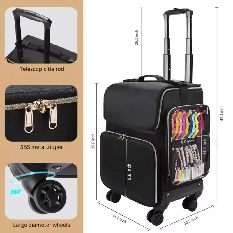 

Relavel Professional Large Capacity Travel Luxurious Trolley Case High Quality Hairdressing Suitcase Barber Rolling Case