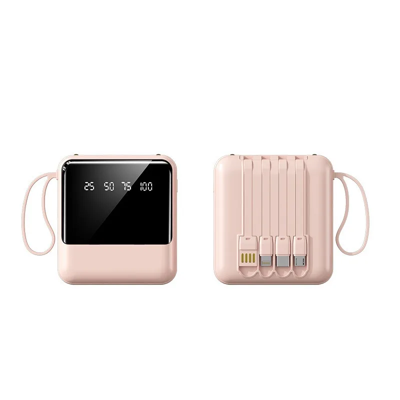 Mini Portable Power Bank with 20000mAh Large Capacity and Built-in Cable