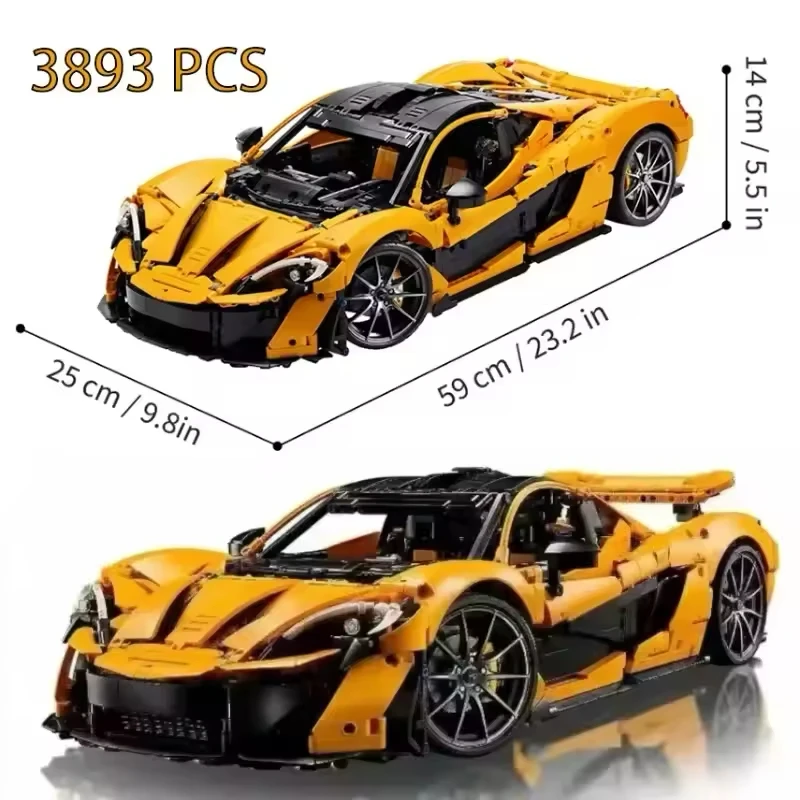 

3893 hot 2025 selling toys, compatible with MOC+1:8 supercar 42172 McLaren P1 building block assembly, suitable for children