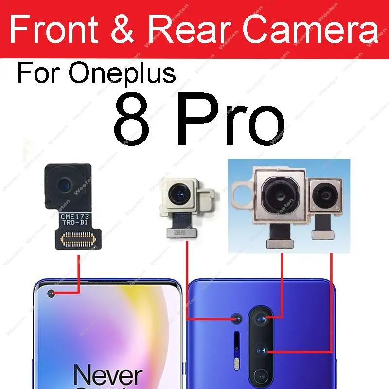 Main Rear Front Camera For Oneplus 1+ 8 8Pro 8T Big Back All Front Small Facing Camera Module For OnePlus 8 8pro 8t Replacement