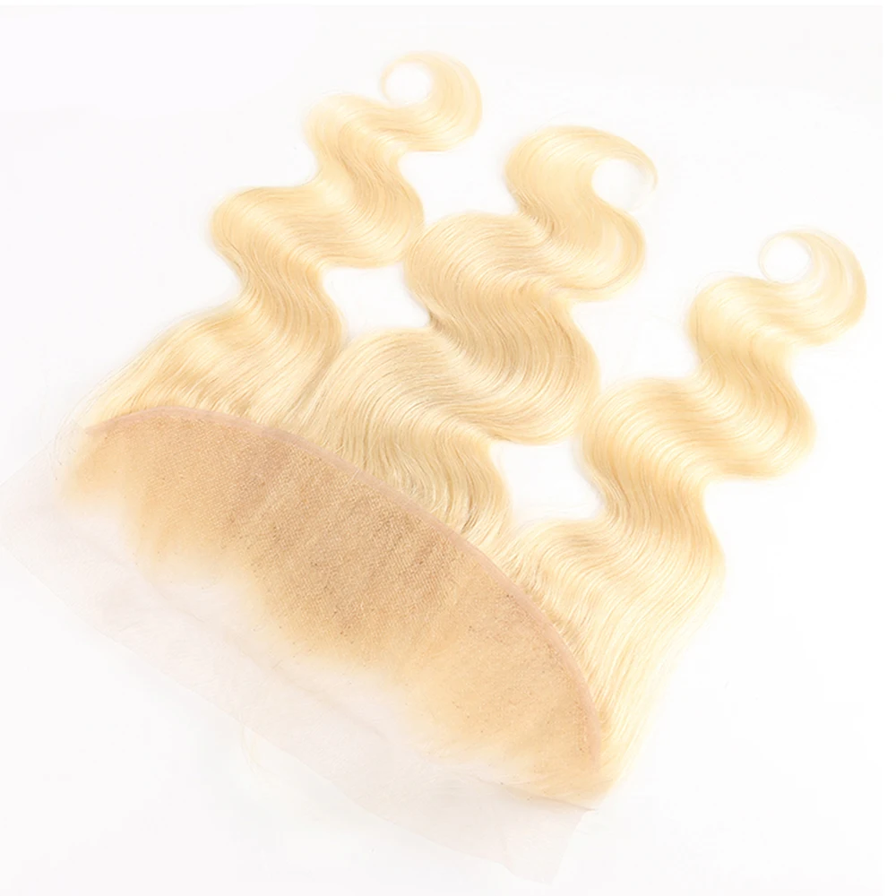 613 Blond Body Wave 13×4 Transparent Lace Frontal Closure Ear To Eat Remy Hair Extensions Pre Pulcked Natural Hairline for Women