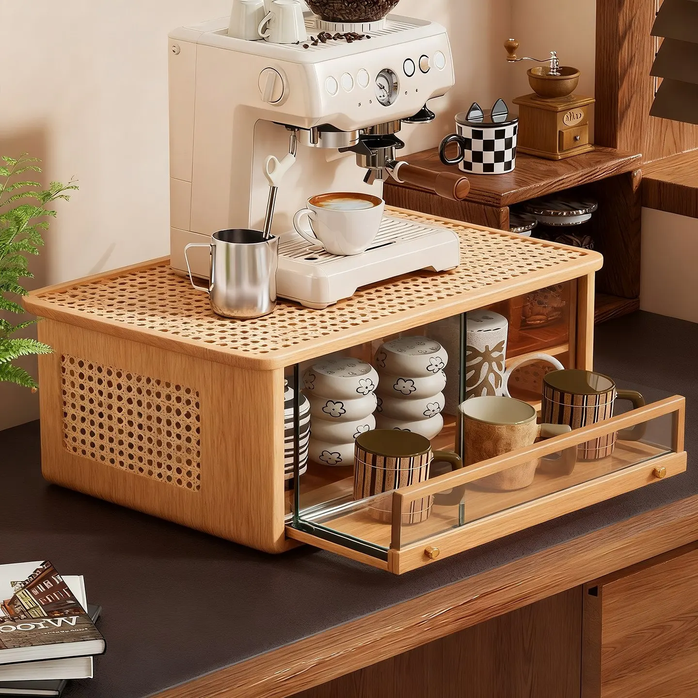 support-de-rangement-de-style-tiroir-pour-machine-a-cafe-de-bureau-organiseur-de-tasses-en-verre-style-medieval-finition-brillante