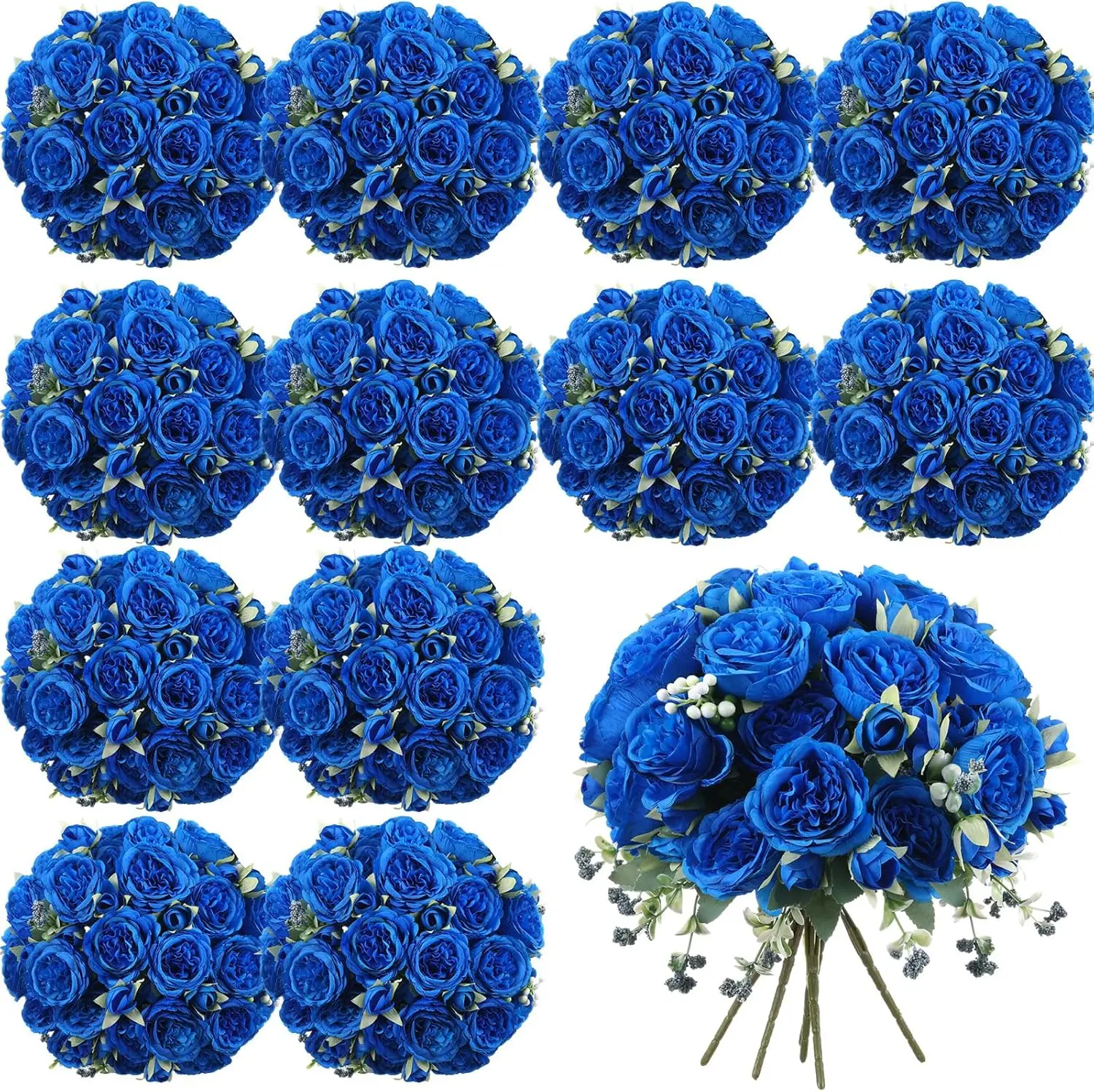 

16 Bundles Artificial Peonies Flowers Fake Silk Peony Bouquet Faux Peonies Flowers Bulk for Decoration Vase Floral Arran