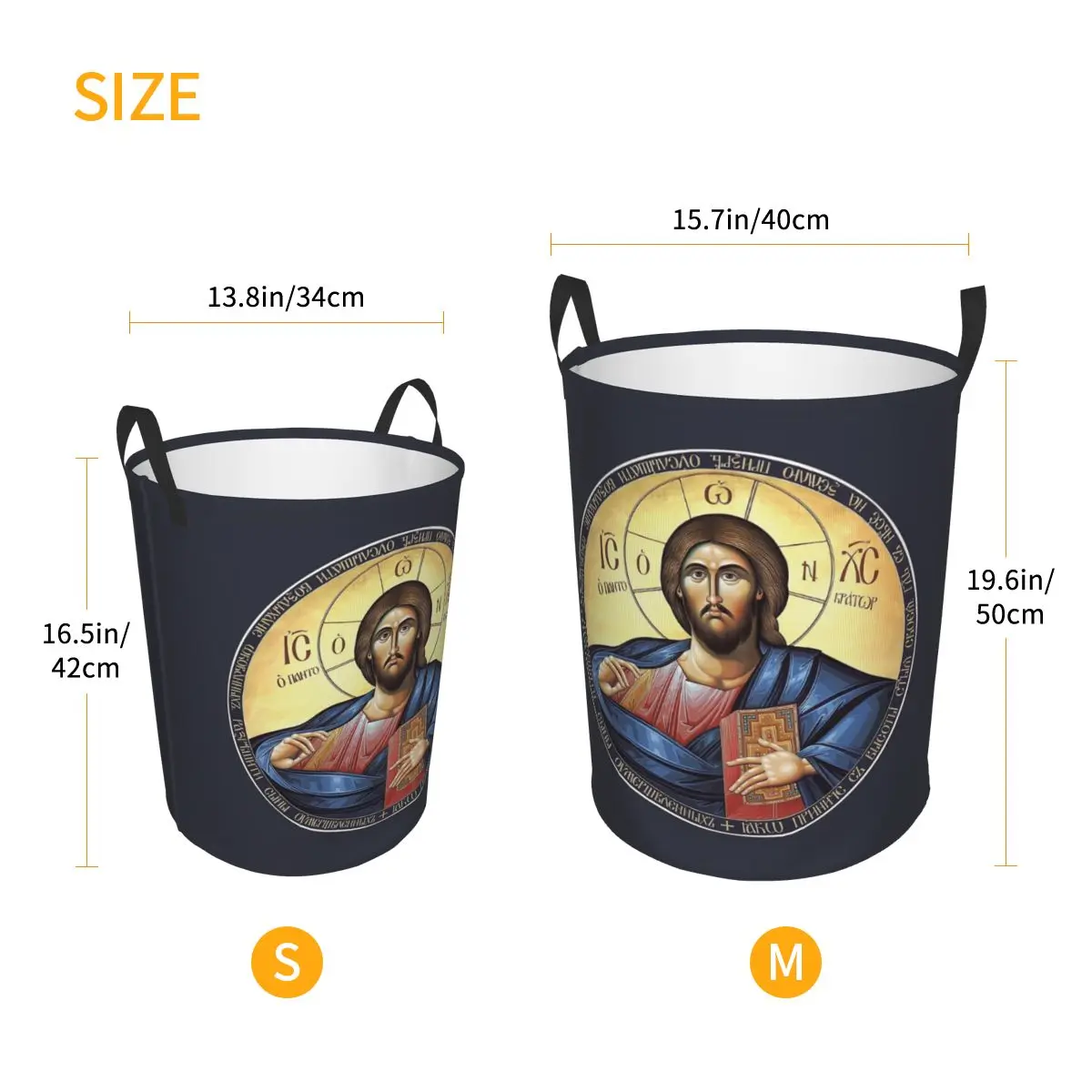 Christ Pantocrator Orthodox Icon Foldable Laundry Baskets Dirty Clothes Toys Sundries Storage Basket Large Bag For Home Kids