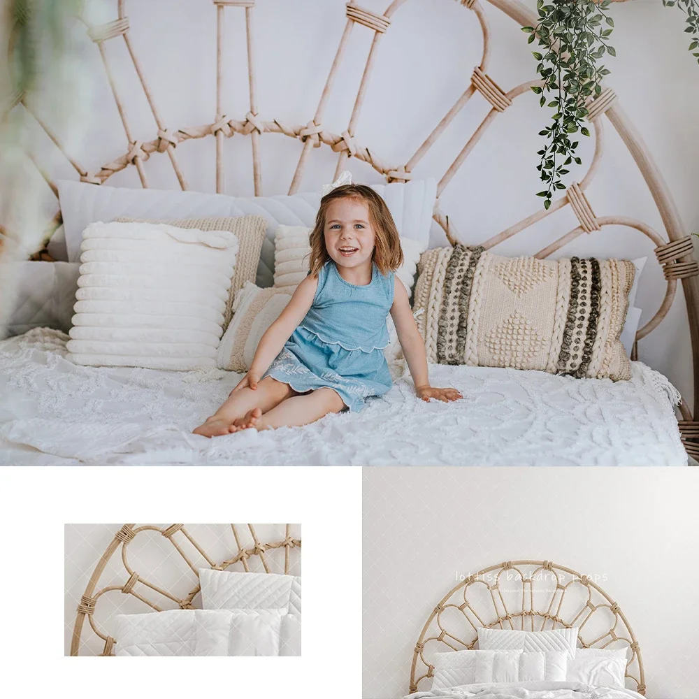 Bohemian Days Photography Props Child Adult Photography Kids Baby Photocall Bamboo Decors Birthday Cake Smash Bedroom Background