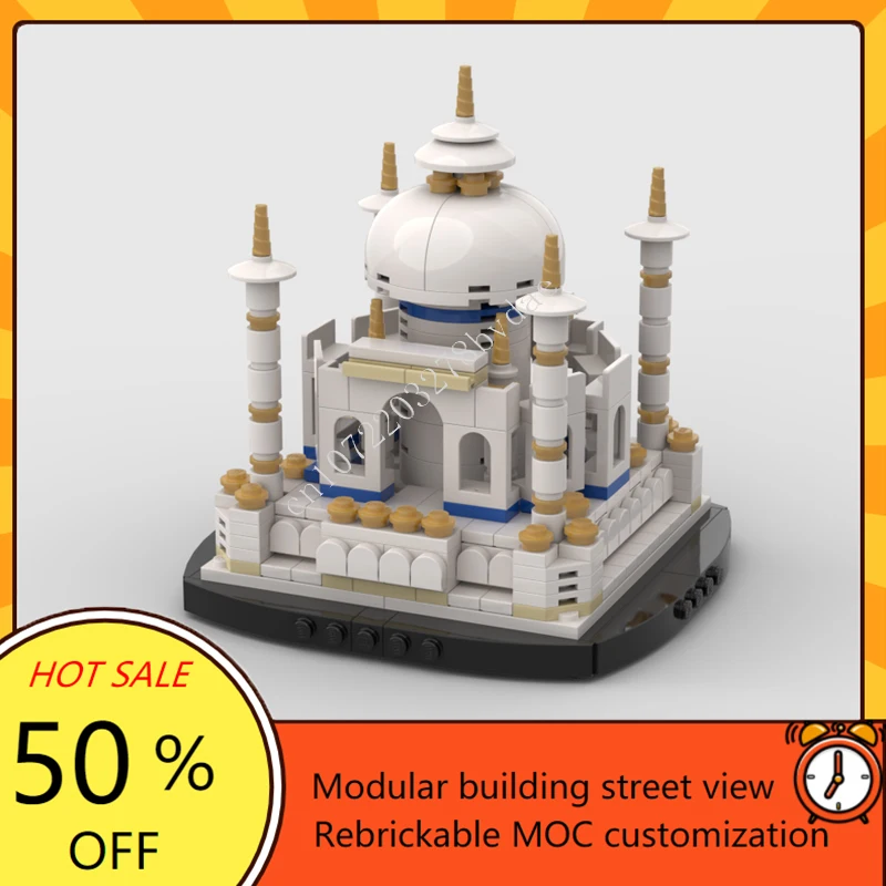 384 pçs mini conjunto taj mahal modular moc criativo vista de rua modelo blocos de construção arquitetura diy montagem modelo brinquedo natal presentes