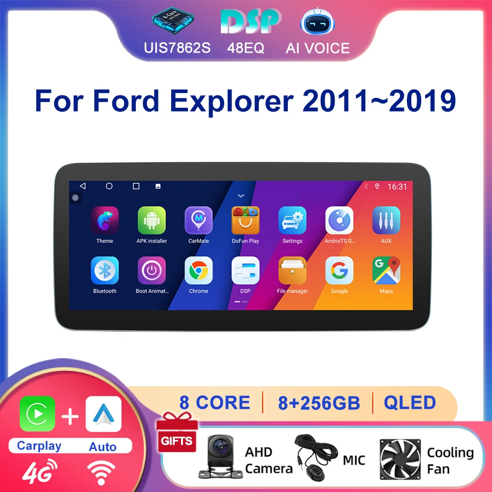 12.3 Inch Android Autoradio 4G WIFI DSP GPS Touch Screen Wireless Carplay Car Radio Stereo Player For Ford Explorer 2011~2019 