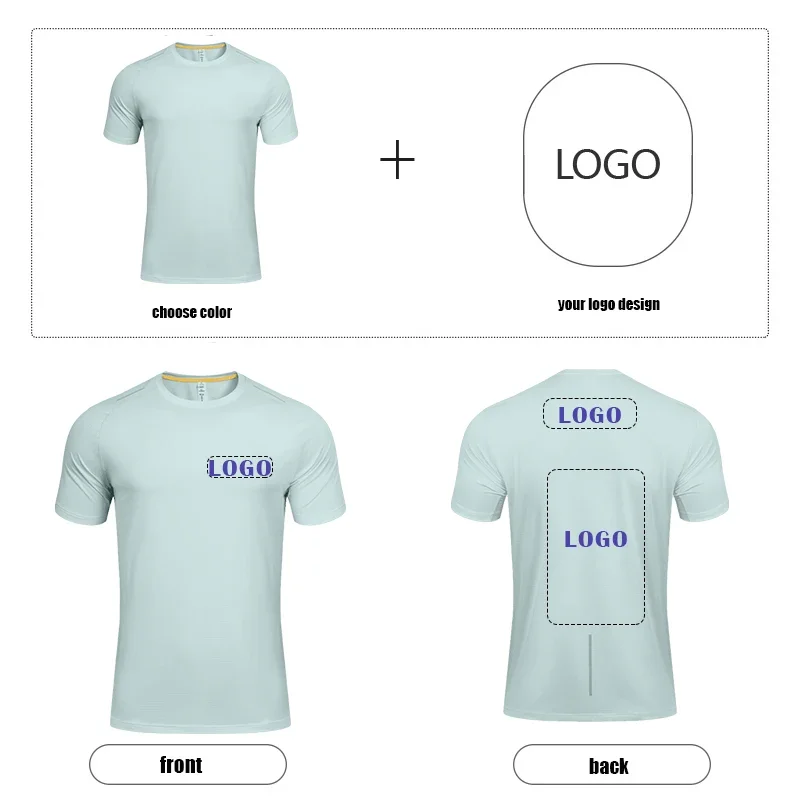 Masculino Casual Simples Cor Sólida T-Shirt, Logotipo Personalizado Pulôver, gola Top, Camiseta de Manga Curta, LS-R361, Novo