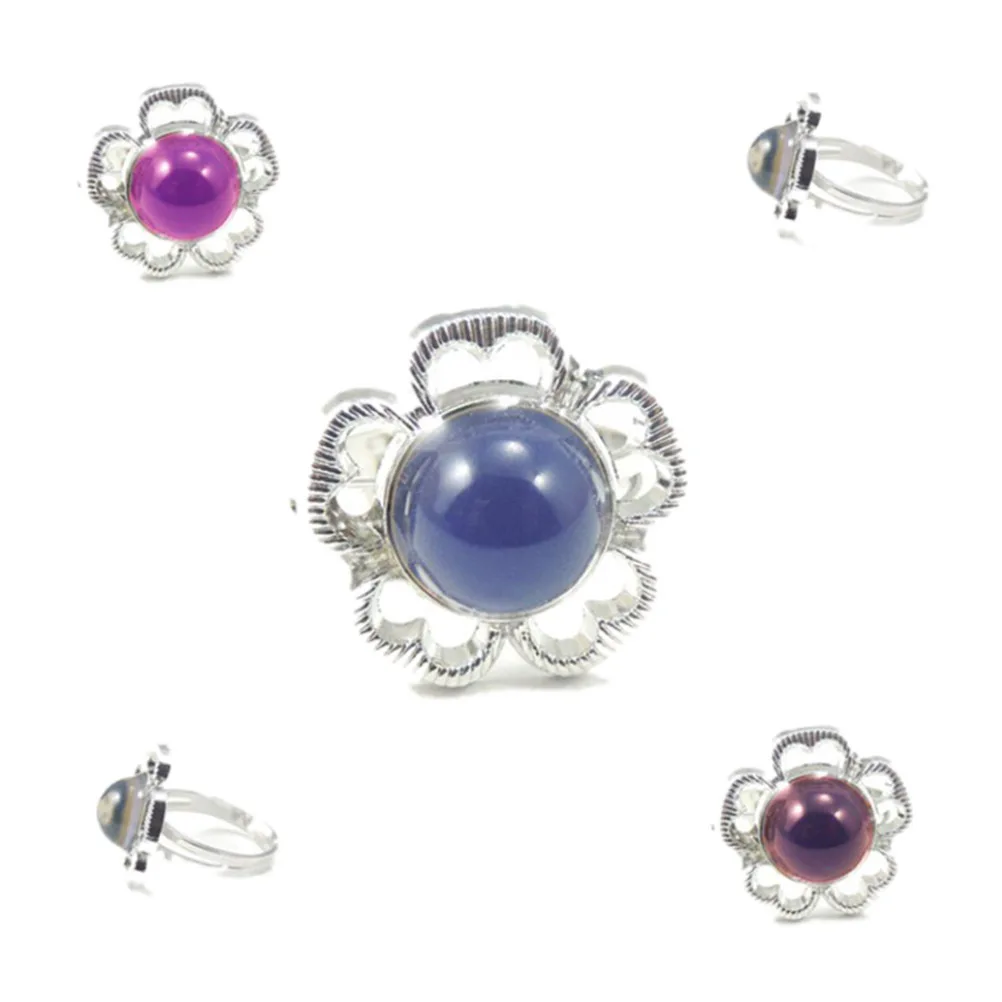 

12pcs Adjustable Mood Set Multifarious Shape Color Changing Finger Ring For Women Temperature Sensitive Opening Ring