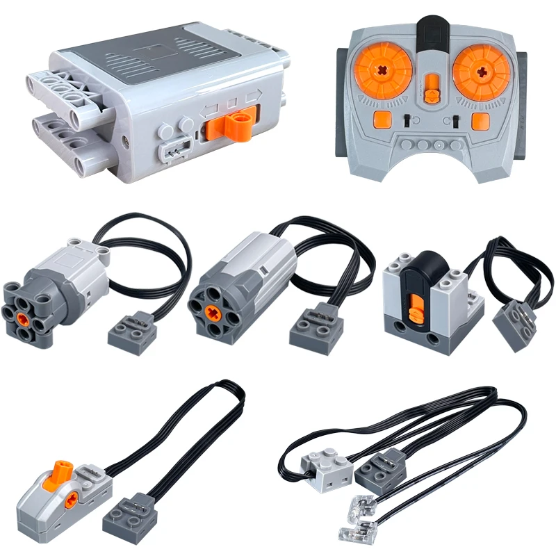 

7 шт. набор двигателей для строительных блоков PF модифицированный MOC управление скоростью двигатель с дистанционным управлением электрический блок питания батарейный отсек