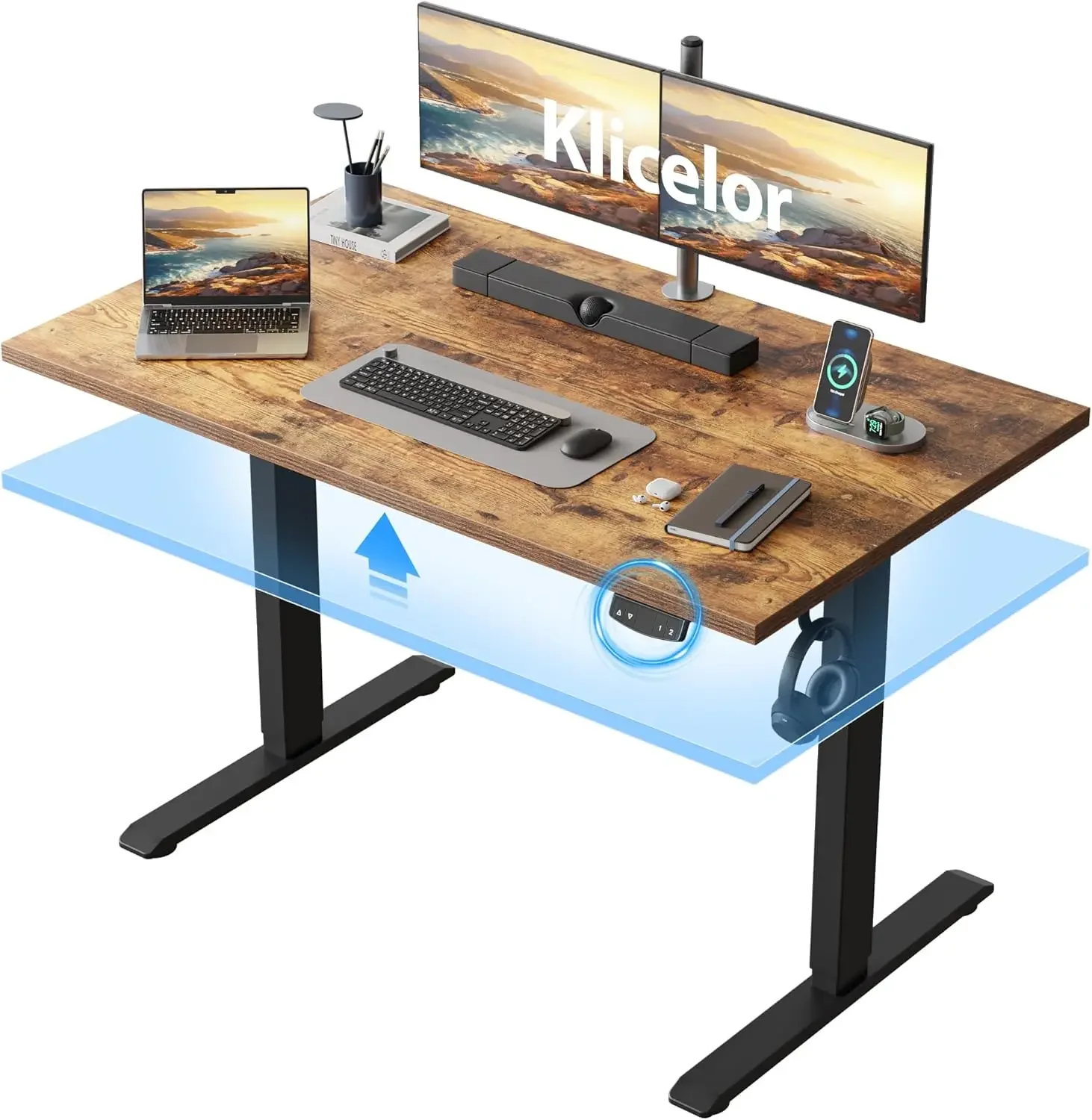Electric Standing Desk 48 Inch, Height Adjustable Desk for Home Office, Sit Stand Up Rising Computer