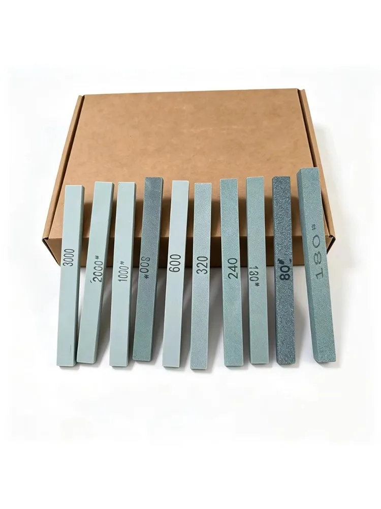10Pcs 80#-3000# Sharpening Stone Set, Square Flat Oil Stones for Jade, Jewelry, Metal and Knife Polishing
