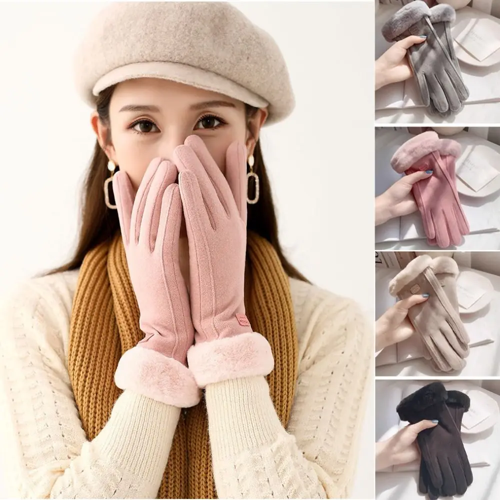 

Gift Velvet Plush Gloves Soft Thick Winter Gloves Windproof Waterproof Women Mittens Cycling