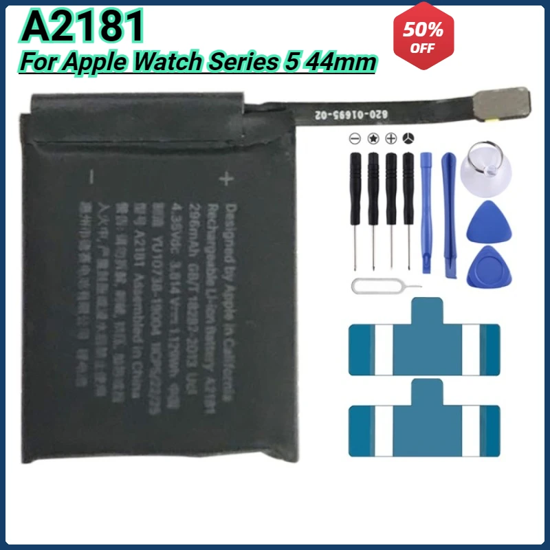 296mAh Replacement Battery A2181 for Apple Watch Series 5 44mm High Qualty Smart Watch Batteria +Free Tools