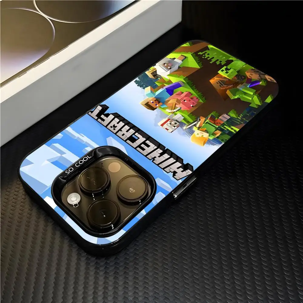 M-Mines C-Craft Gaming-Handyhülle für iPhone 17 Air 16 15 14 Plus 13 12 11 Pro 7 8 XS Max XR Silber Schwarz Bumper Case