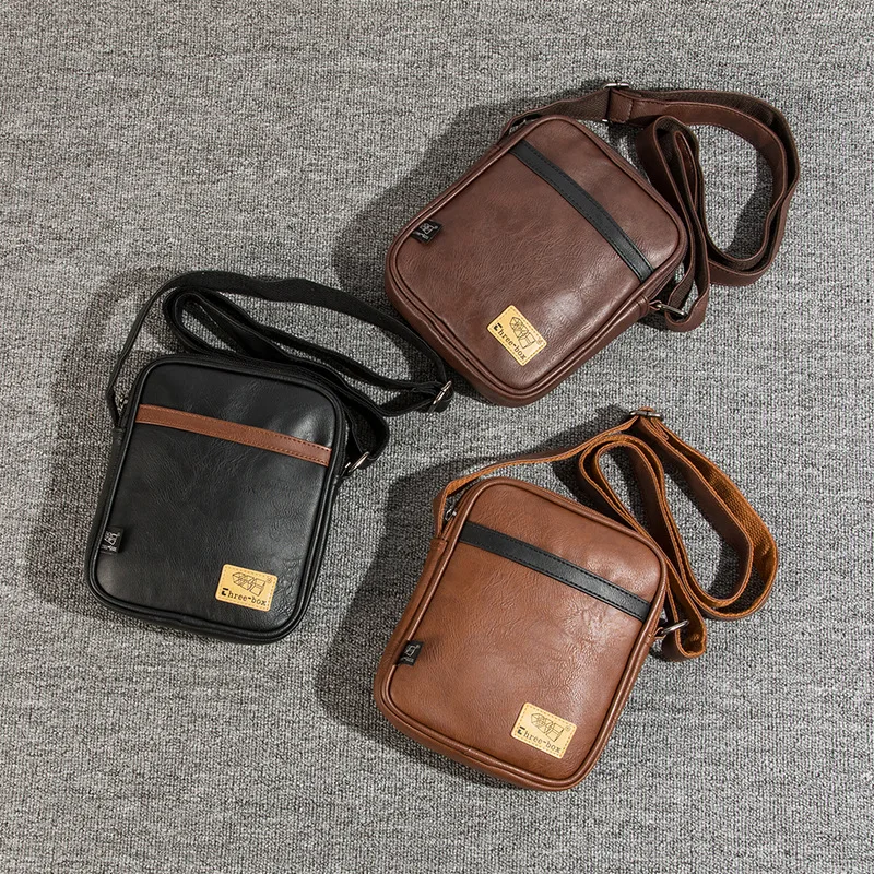 

Retro PU Leather Men's Phone Bag Casual Crossbody Workwear Bag Small Satchel oulder Bag Vintage Sle Chinese Brand