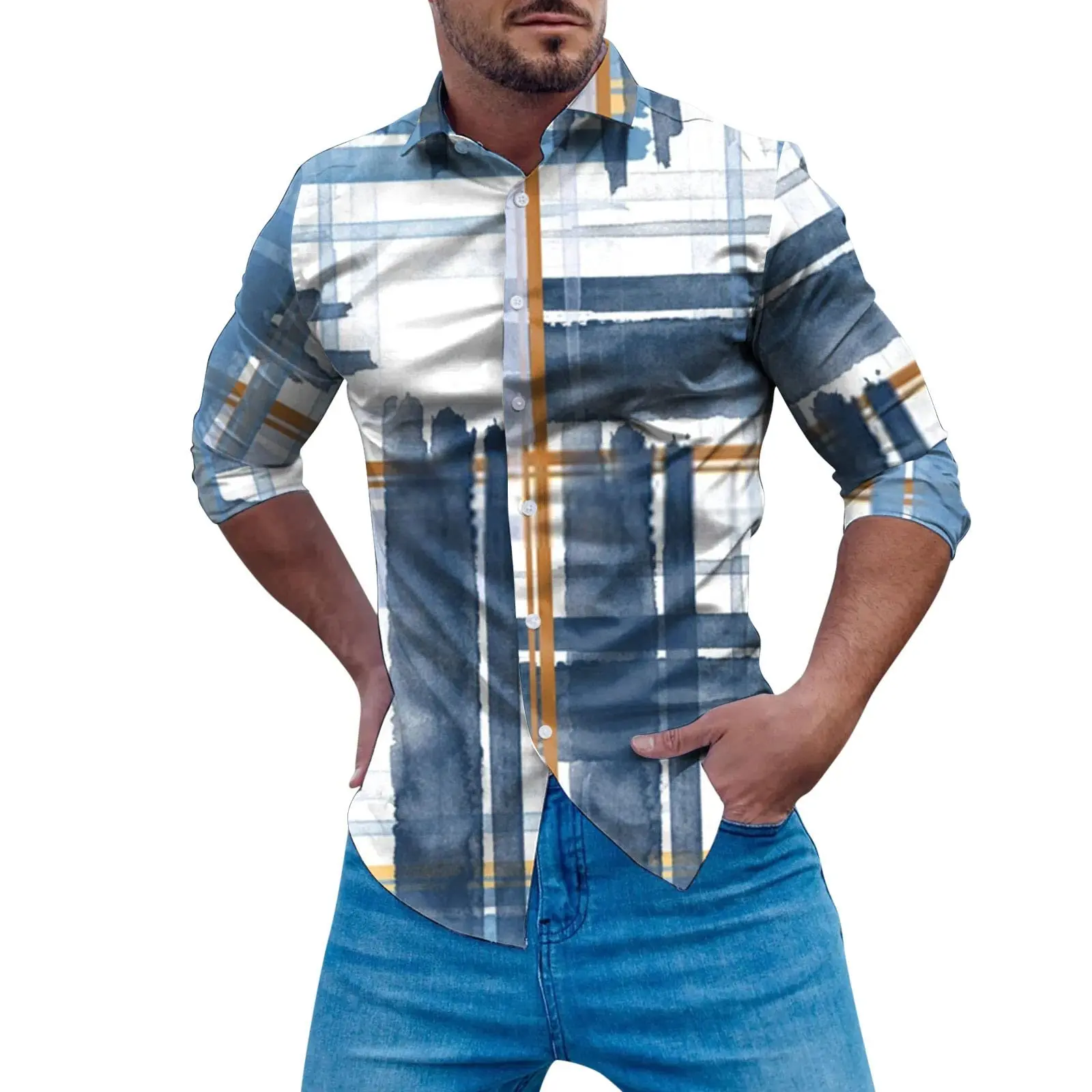 

Мужские рубашки с длинными рукавами, повседневные рубашки, клетчатые повседневные рубашки с рисунком, рубашки в стиле ретро, осенние и летние рубашки с длинными рукавами