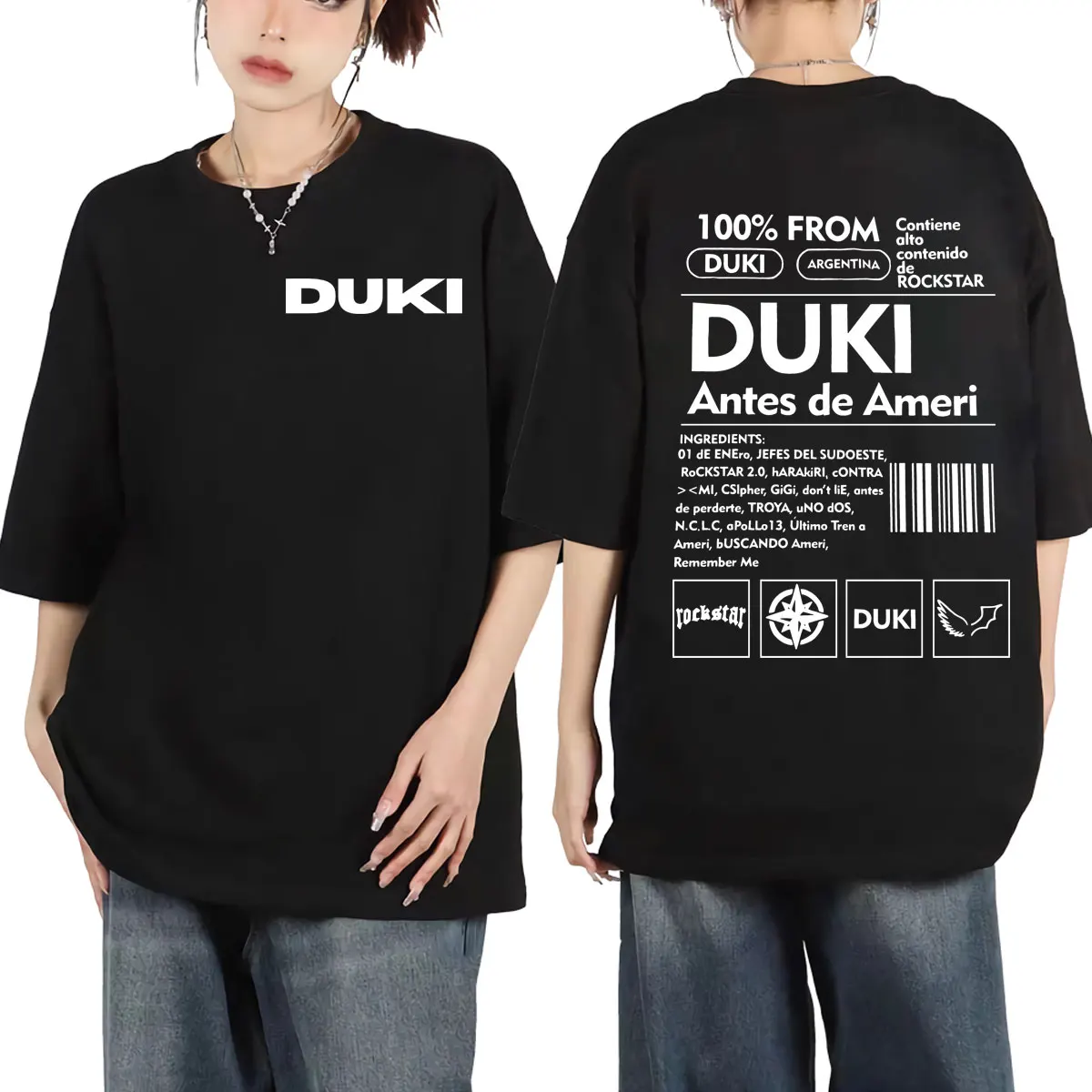 Hot Rapper Duki Antes De Ameri Print T-shirt Men Women Harajuku Hip Hop Oversized T Shirts Fashion Casual Short Sleeve T-shirts