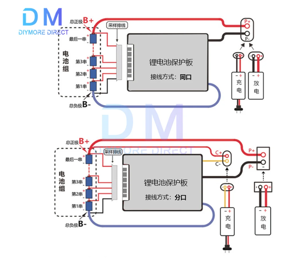 BMS 4S 18650 Lithium Battery Charging Protection Board 14.8V Double MOS Tube Li-ion Battery Protective Balancer Module