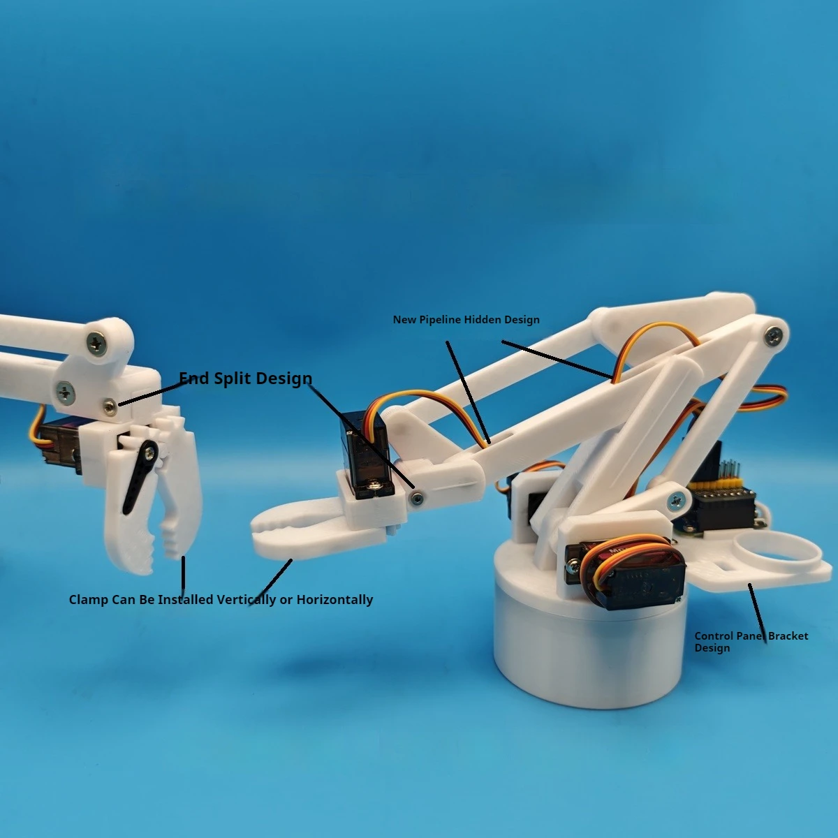 

SG90 Four-axis, Three-DOF Robotic Arm; Arduino-programmable, Wi-Fi-enabled Robotic Arm; Small Educational Robot