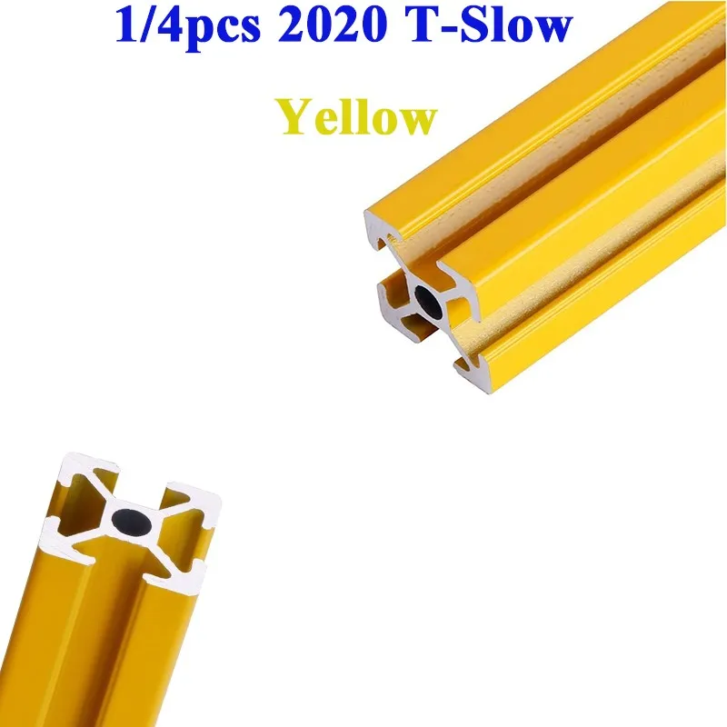1/4PCS Yellow 2020 Aluminum Profile 20X20mm T-slot European Standard 100-1000MM Aluminum Extrusion  for CNC 3D Printer DIY