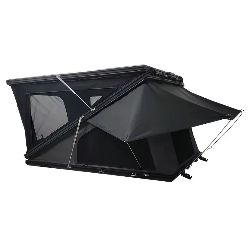 for High Inner Space Aluminum Hard Shell Roof Tent Waterproof Canvas Fabric Car Roof Tent