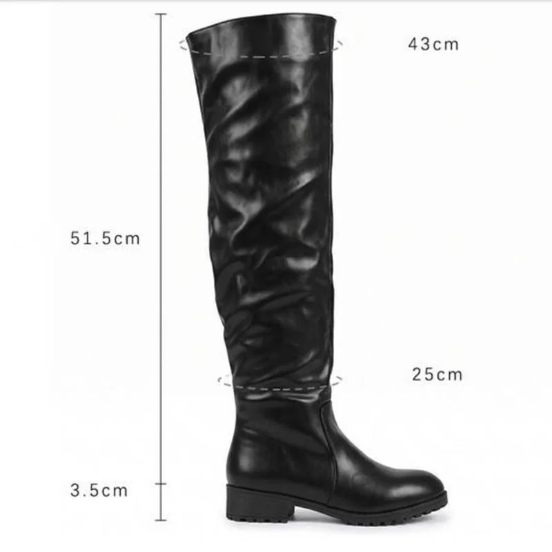 REAVE CAT 2027 Women Thigh Boots Round Toe 3.5cm Thick Heel Zipper Small Plus Size 33 42 43 Red White Black Over Knee High Botas