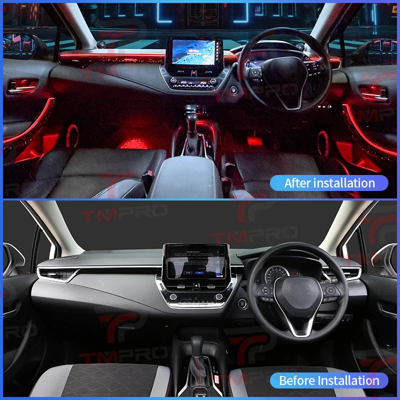 TMPRO 64-color LED ambient lighting suitable for 2019-2025 Toyota Corolla left or right-hand drive car interior decoration