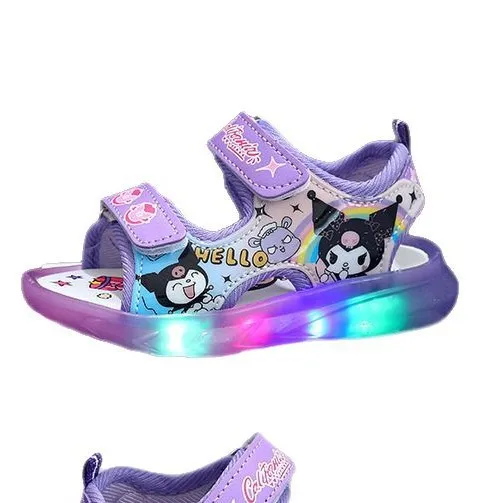 

Kuromi Kids Light-Up Sneakers Breathable Mesh Hook & Loop Casual Sports Shoes for Children, Cute Seasonal Footwear Collection