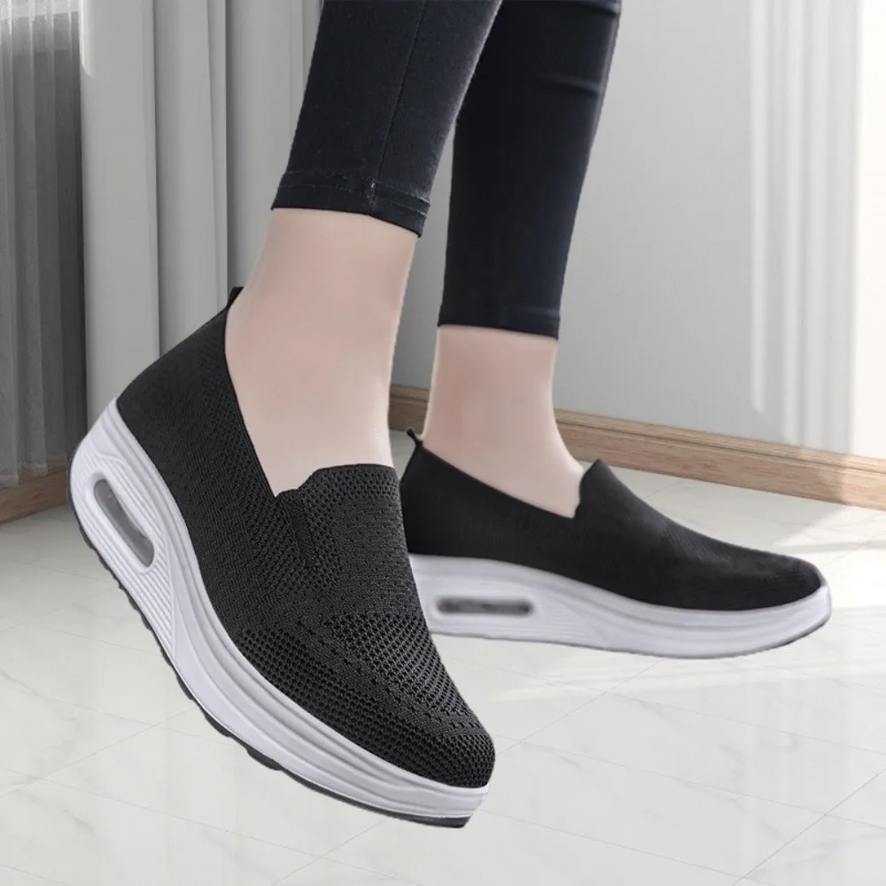 Mesh Surface Women's Sports Shoes Thin Design Soft-Soled Running Sneakers Anti-Slip Air Cushion Casual Shoes Casual Wear
