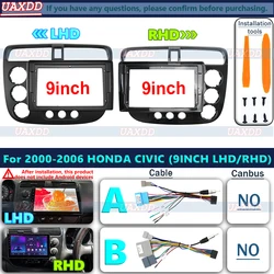 2 Din coche dvd radio Android fascia multimedia para Honda 2005 Civic 9 pulgadas CD MP3 MP5 Video Audio estéreo Panel marco arnés de cables