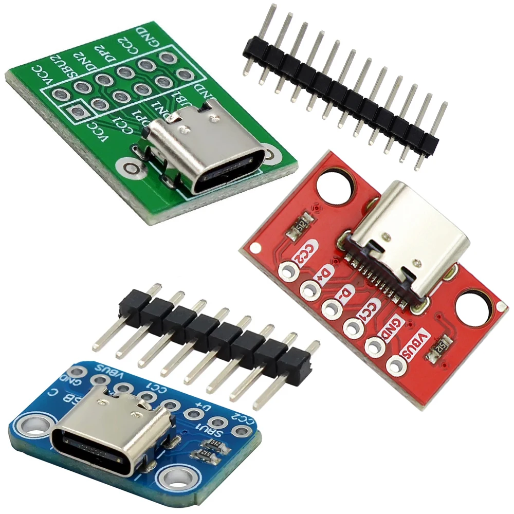 5pcs TYPE-C Female Test Board USB3.1 16P to 2.54mm High Current Power Adapter Connection Board Module for Arduino