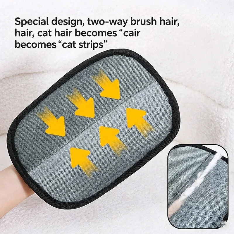 Reusable Pet Hair Removal Gloves Double Sided Grooming Tool for Dogs Cats Fur Static Cleaning Gloves for Carpets Furniture
