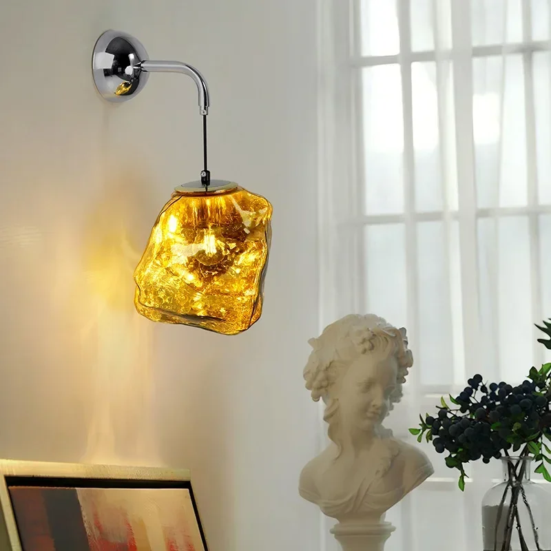 Stenen ijsblokje bedlampje wandlamp hoog gevoel moderne eenvoudige gangpad woonkamer achtergrond muur sfeer decoratie