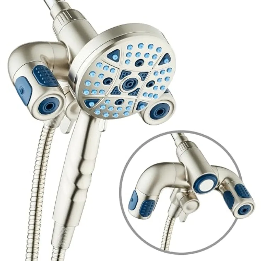 

Polaris High Pressure Multi Zone 208 Setting Shower Head and Handheld 3-way Combo System - Magnetic Docking Handle, Stay-Clean