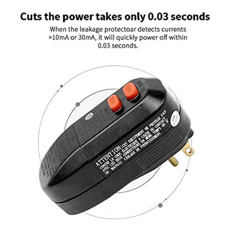 Plugue americano, 2 peças de substituição de plugue gci de 3 pinos, reinicialização automática 15amp listado peças de adaptador de interruptor de circuito de falha de aterramento