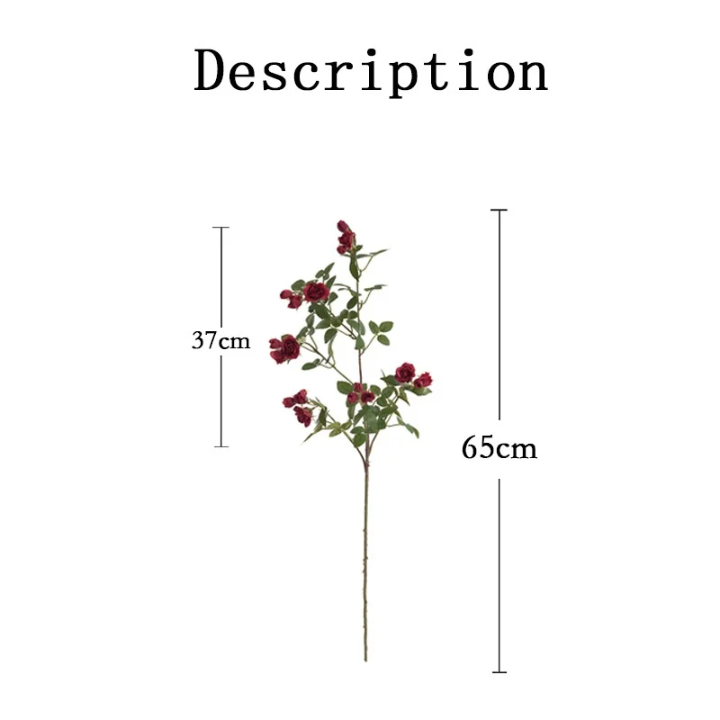 Long Branch Small Rose Bouquet Nordic Flower Arrangements Artificial Flower Bouquet for Home Dining Table Wedding Party Decor