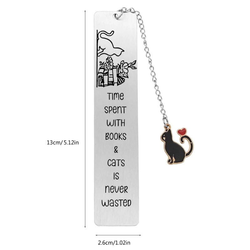 Stainless Steel Bookmarks Chain Bookmarks Cats Pendant Bookmarks Metal Book Mark