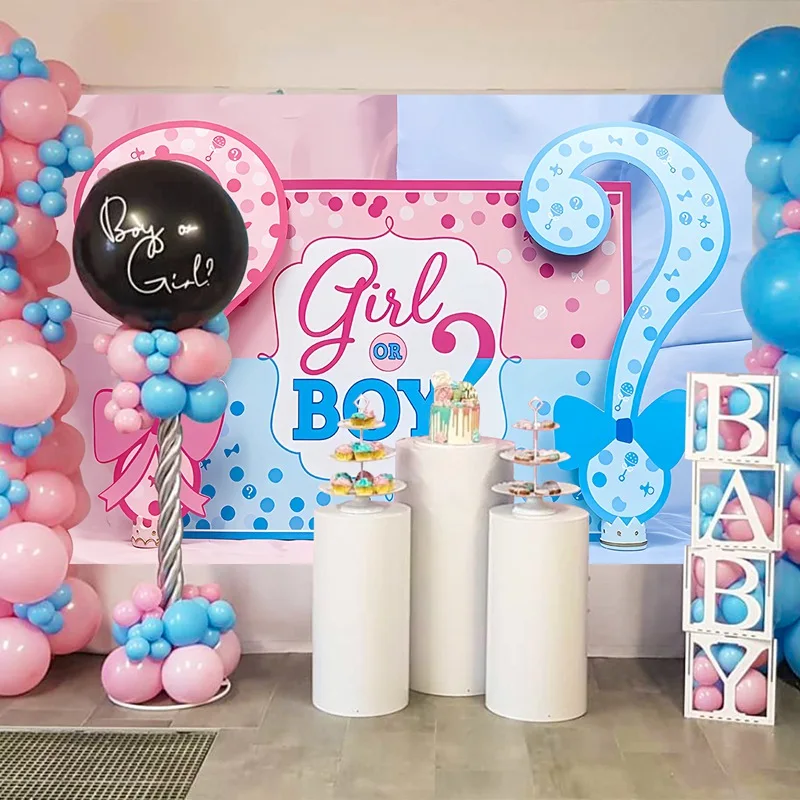 Ggender Reveal Backdrop Photocall Ggender Reveal Party Banner Background Happpy Birthday Pary Decor Kids Boy Girl Baby Shower