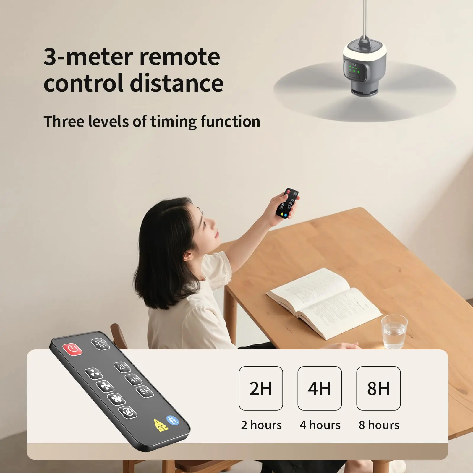 Ceiling Fan 12000mAh Wireless Portable Camping Ceiling Fan USB Rechargeable Tent Ceiling Fan with Lighting and Remote Control