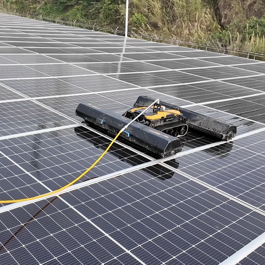 Remote Control Track Type PV Cleaning Robot Solar Panel Washing Equipment For Distributed Rooftop Solar Projects