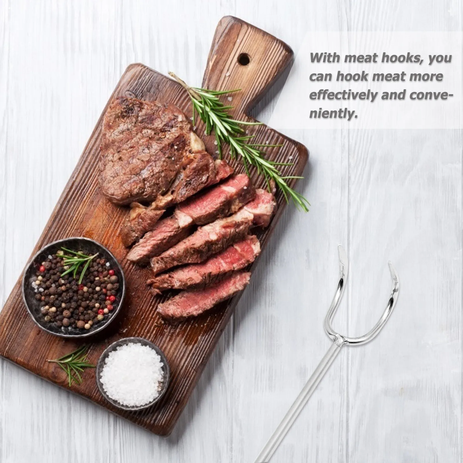 1 Gancho Profesional de Acero Inoxidable para Asar Carne con Mango Extralargo Resistente al Calor para Barbacoa, Asadores y Cocina