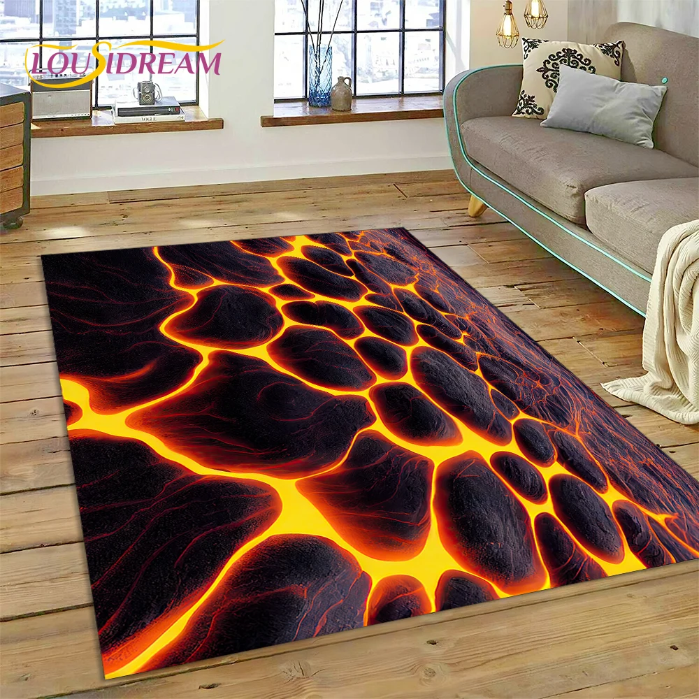 

Volcano 3D Lava Magma Rug Carpet for Living Room Bedroom Home Decor,Floor Mat Non-slip Decoration for Sofa Kitchen Doormat Gift