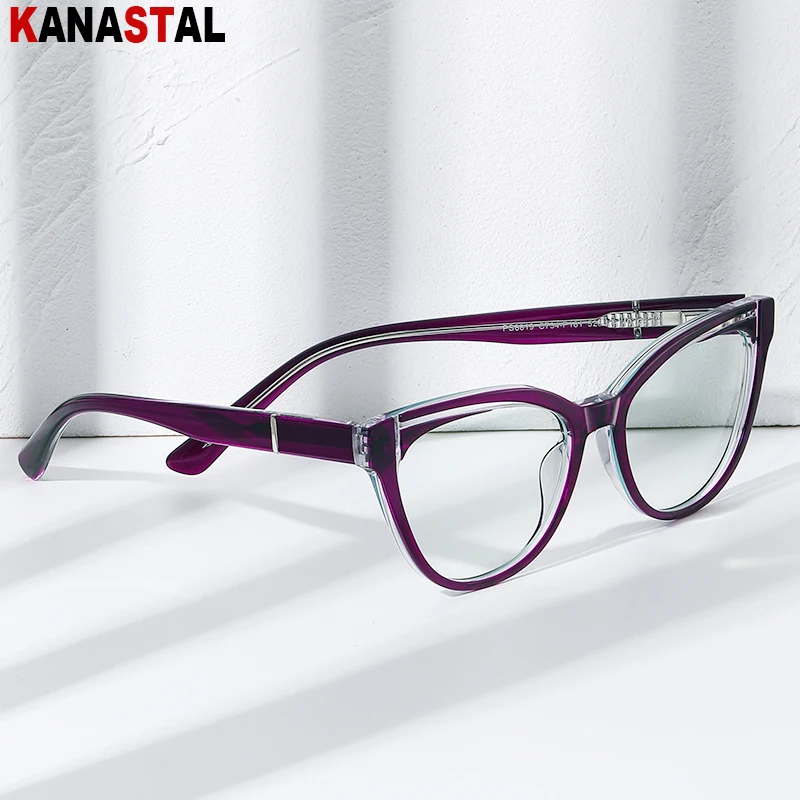 Women's Blue Light Blocking Glasses Fashion Plate Computer Cateye Eyewear Men Anti Ray Prescription Reading Eyeglasses Frame