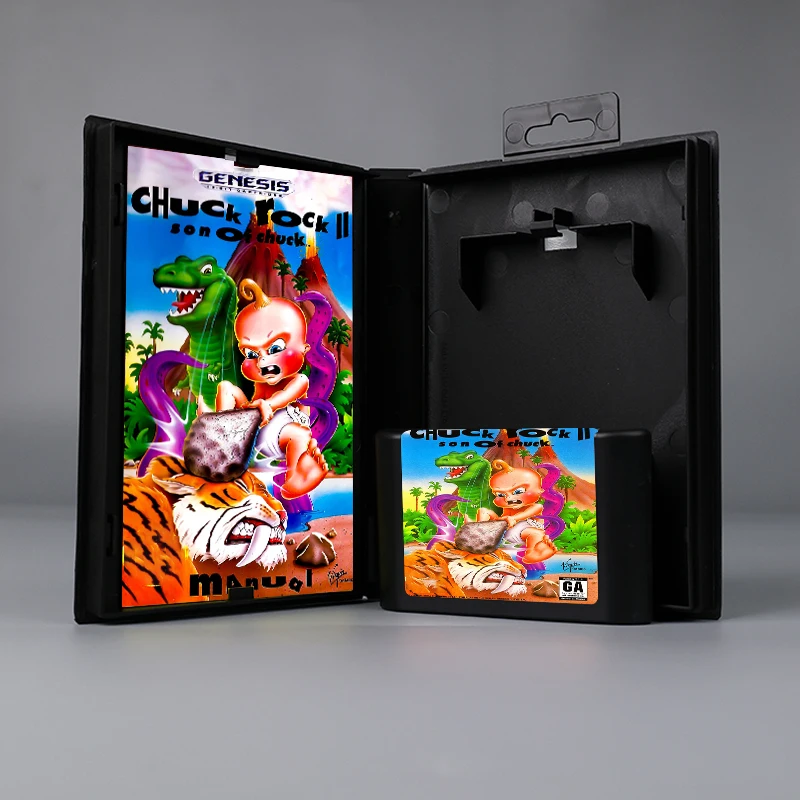 

Chuck Rock II USA or EUR cover 16bit MD game card with box with manual for Sega Genesis Megadrive console